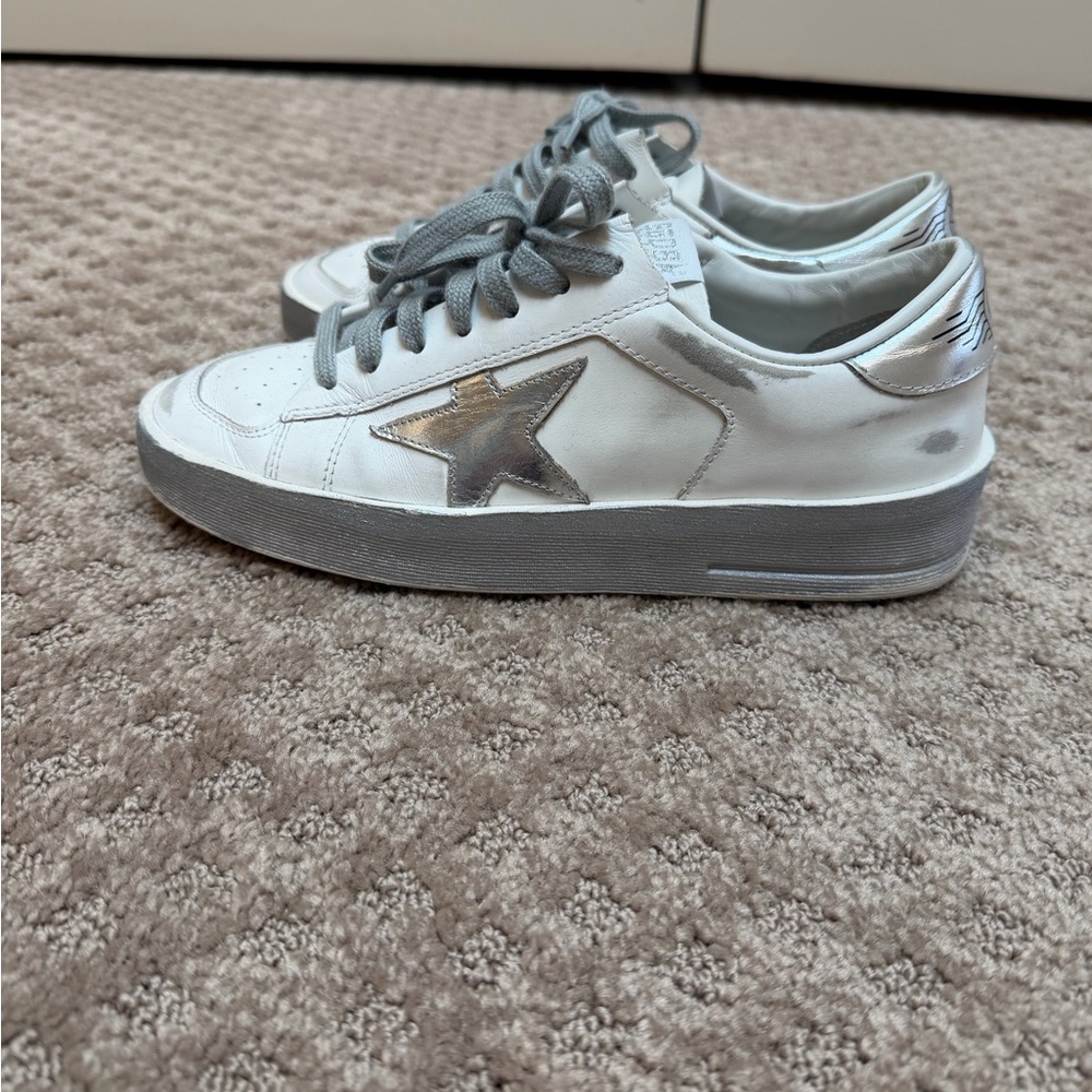 Golden Goose Stardan White Sneakers with Silver Star